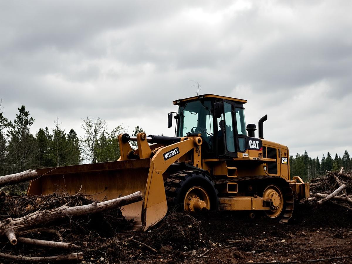 Bulldozer clearing land